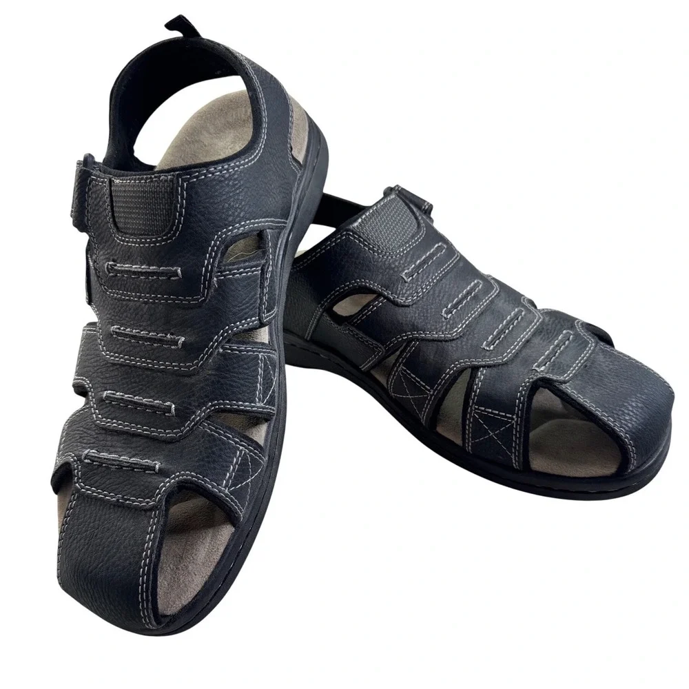 Dockers Mens Sunland Fisherman Sandals Black Memory Foam Size 9 W Summer Comfort